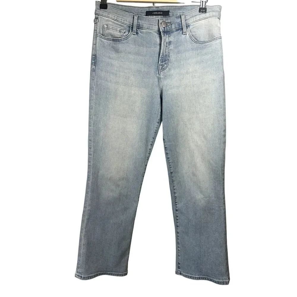 J BRAND Women's Light Wash Straight Leg Cropped Denim Jeans Blue Size 29